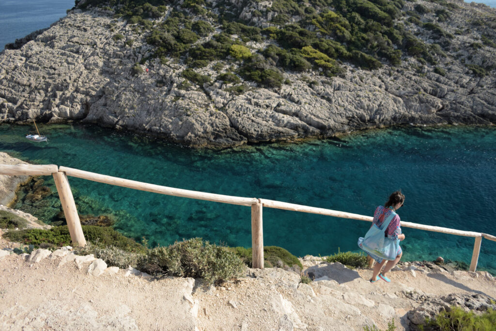 Levantino Rentals Zante young woman descends the stairs